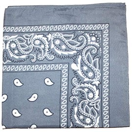Bandanas By The Dozen 100% Cotton 12-Pack 22" x 22" - Paisley Charcoal