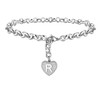Silver Initial Charm Bracelet Stainless Steel Heart Letter Alphabet Bracelet