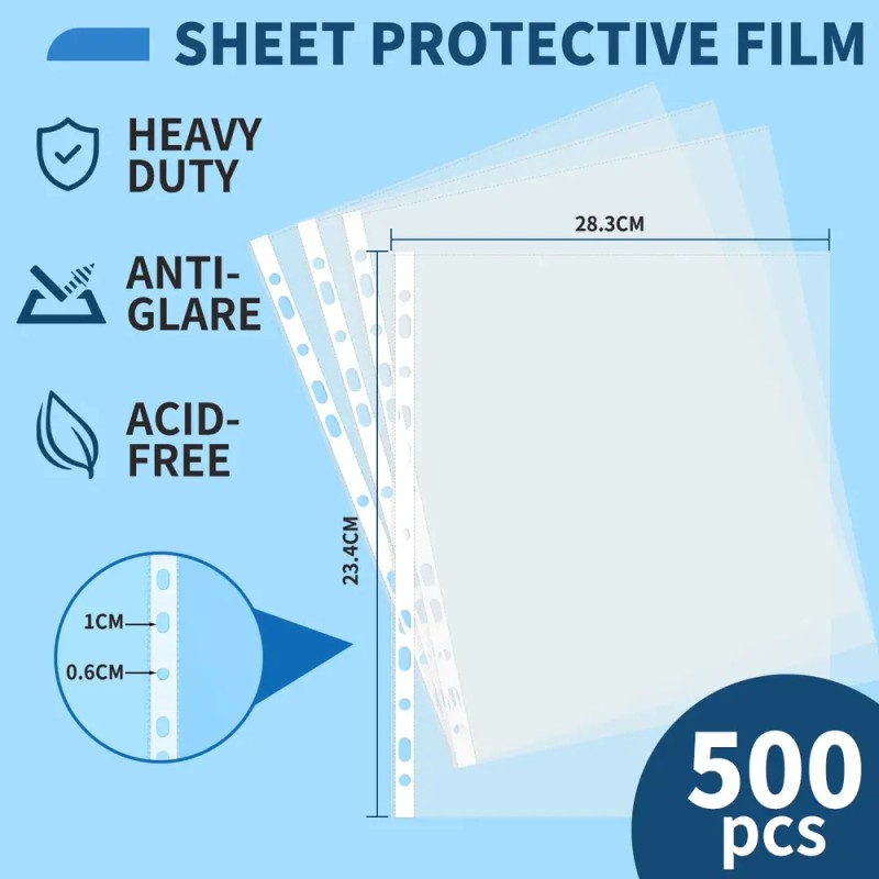 500 Piezas Protectores De Hojas Para Carpeta/cubre Hojas