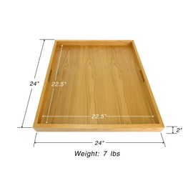 BARsics 24x24 inches Square Oak Wooden Ottoman Tray, Large Living Room Serving Tray