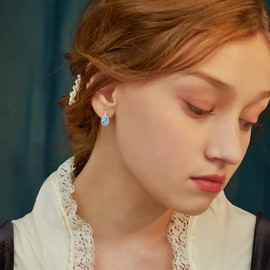 CRMAD Turquoise Earrings for Women Sterling Silver Turquoise Leverback Earrings Turquoise Jewelry Gift for Women (turquoise)