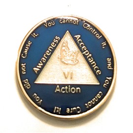 Recovery Line 6 Year Al-Anon Blue Butterfly Anniversary Medallion, Chip, Token, Coin
