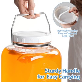 1.5 Gallon Glass Jar with airtight Lid, 2 Pack Wide Mouth Mason Jars with Sturdy Handle, Storage Containers with 2 Clear Scales(192 fl Oz/5700ML), Large Glass Jar for Pickling, Canning, Storage