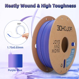 3DHoJor Dual Color Matte PLA 3D Printer Filament Matte pla Filament 1.75mm 2 in 1 Coextrusion 1KG Spool (2.2lbs) Multicolor PLA with Smooth Matte Finish for FDM 3D Printers-Purple Blue