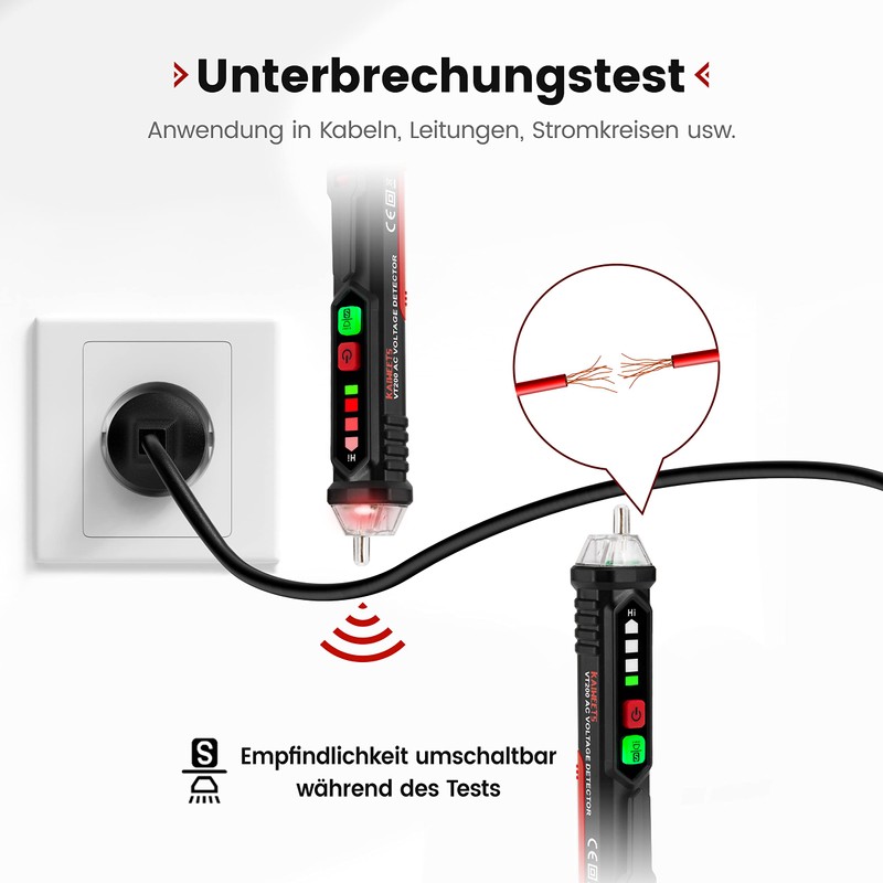 KAIWEETS Non-Contact Voltage Tester, Voltage Tester with Adjustable Sensitivity (12~1000V/48~1000V),