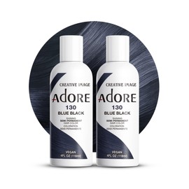 Adore Adore Semi Permanent Hair Color - Vegan and Cruelty-Free Blue Hair Dye - 4 Fl Oz - 130 Blue Black (Pack of 2)