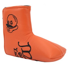 Golf Putter Headcover Orange Sailor's Hat Pattern PU Waterproof Surface Thickened Fleece Lining Magnetic Closure Putter Protective Covers L Shaped