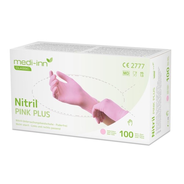 Medi-Inn Nitrile Pink Plus Powder-Free Disposable Gloves - Medium (Pack