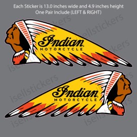 isellstickers BM-12032 Indian Motorcycle Chief War Bonnet Gas Tank Bike Sticker Emblem Decals - 13 inch