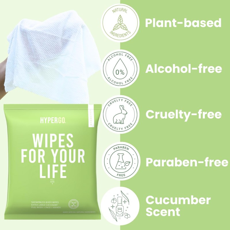 HyperGo XL Body Wipes for Women & Men – 12"