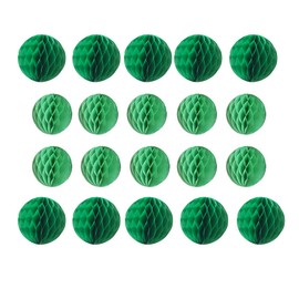 20pcs Honeycomb Flower Balls - Party Decoration Paper Flower Balls Tissue Paper Pom Poms for Baby Shower Birthday Wedding Home Decor (3in+6in, Green Dark-Green)