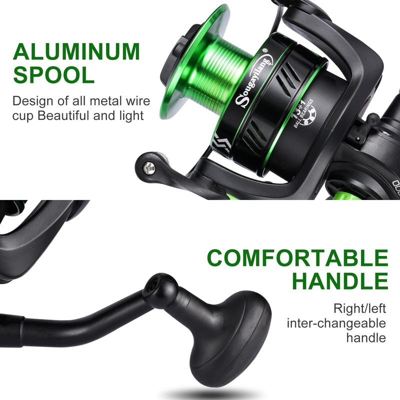 Sougayilang Spinning Reel 13+1 Stainless Steel BB Bait Feeder Carp