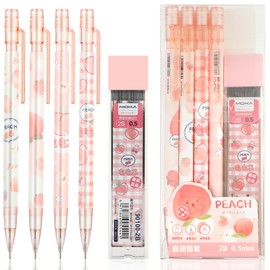 Mabor Pink Mechanical Pencils Set, 4pcs Cute Mechanical Pencils with A Tube of 0.5MM Pencil Refills & Top Erasers Aesthetic School Supplies Back to School Gift for Kids Students