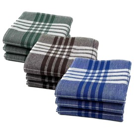 JukLoos Men's Handkerchiefs 100% Cotton Fabric Handkerchiefs 40 x 40 cm, 9 Pack