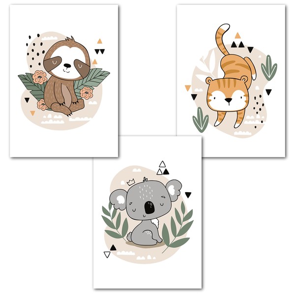 Ninky® Children's Room Pictures, Set of 3 Pictures, DIN A4,