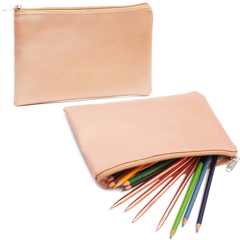 Juvale Rose Gold Pouch for Pens, Makeup, Accessories (2 Pack)
