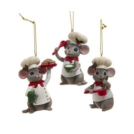 Kurt Adler Culinary Mouse Chef Baking Trio Christmas Ornaments Set of 3