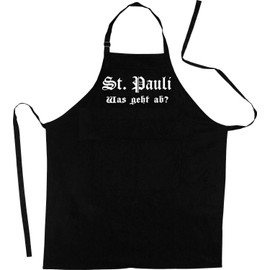 ShirtShop-Saar St. Pauli - Was geht ab?; Apron (Bib Apron - Barbecue, Cooking, Work Clothing, Cooking Apron), Black
