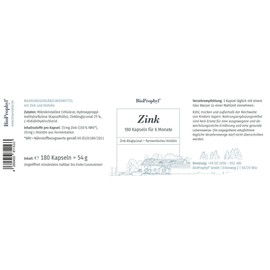 BioProphyl® Zinc, High Dose 15 mg Zinc Bisglycinate + 20 mg Histidine, 90 Capsules (180 Capsules)