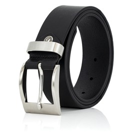 LINDENMANN Men's Leather Belt, 40 mm Wide, Belt Men's Genuine Buffalo Leather Belt, Leather Belt, Jeans Belt, Black, black