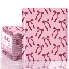 Fuxury Bubble Mailers 8.5x12 40 Pack, Pink Bows Cute Design Bubble Envelopes Usable Size 8.5x11",Strong Adhesion Pattern Padded Shipping Envelopes Thick Mailer for Mailing Books,Clothes