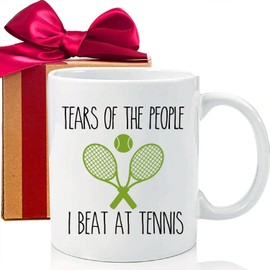 MNEDLAD MNEDLAD Funny Tennis Mug, Tears of The People I Beat In Tennis Mug, Inspirational Sarcastic Funny Mug Gifts for Friends Player Coworkers Athletes Men Father Boyfriend Son-g22