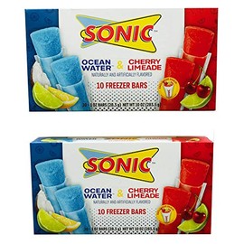 SONIC Freezer Pops Pack Of 2! 2 Flavors: Ocean Water & Cherry Limeade! Naturally & Artificially Flavored! Delicious and Refreshing Ice Pops! Choose From Small or Large! (Small)
