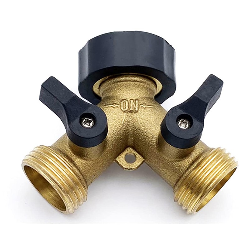 ANCLLO Garden Hose Splitter 2 Way-Y Connector Brass Garden Hose
