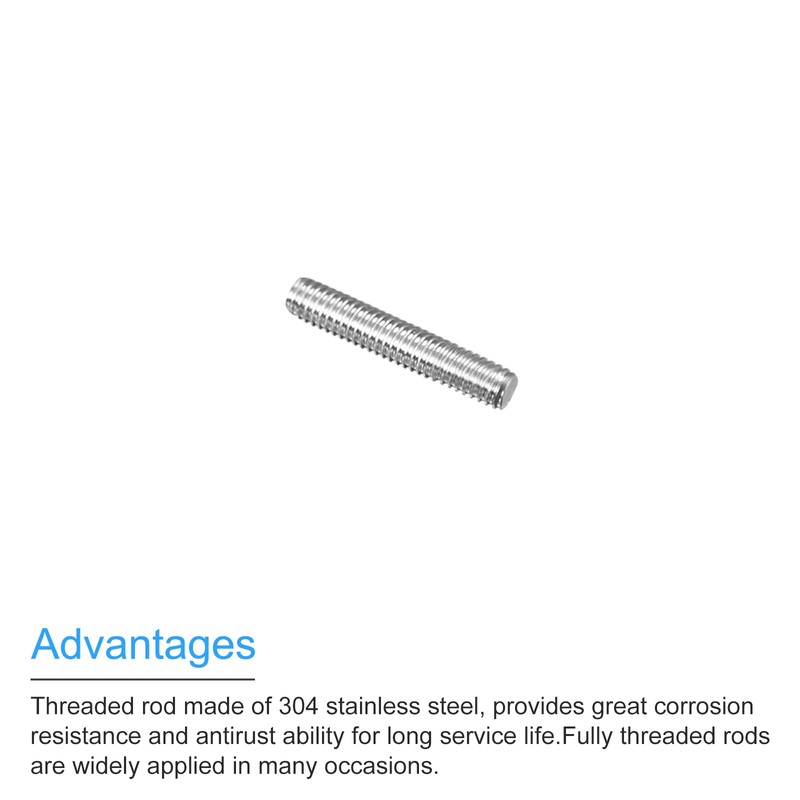 sourcing map Fully Threaded Rod M4 x 20mm 0.7mm Thread