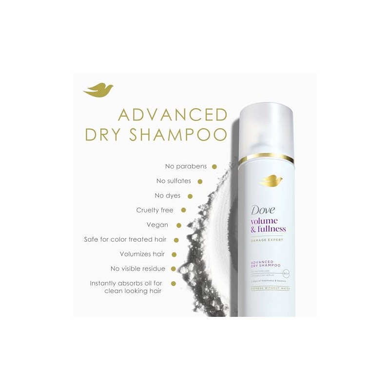 Dove Dry Shampoo Spray, Volume & Fullness, Absorbs Oil to