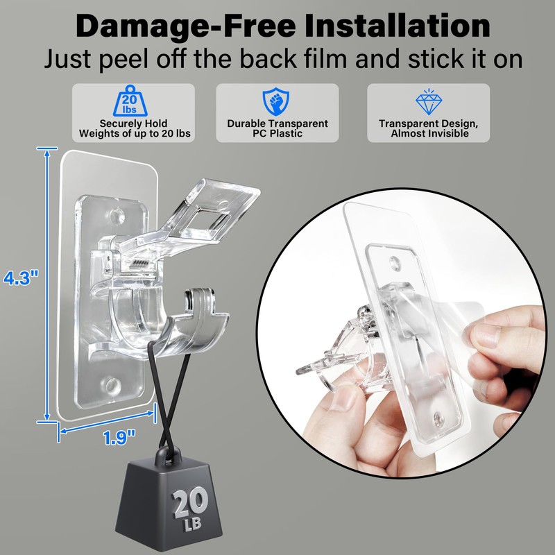 24-Pack No Drill Needed Curtain Rod Holders Brackets, Self Adhesive