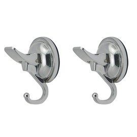 LumenTY Pack of 2 Vacuum Suction Cup Hooks Holds up to 6.8 kg Wall Hooks No Drilling Towel Hook Waterproof Oilproof Suction Hook Suction Hanger for Kitchen Bathroom