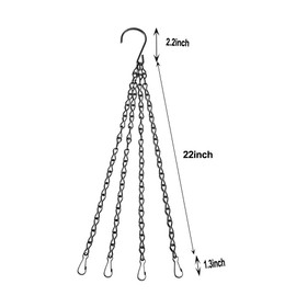 4Pack - 24 Inch 4 Leads Hanging Chain with Hooks Flower Pot Chain Replacement Plant Hangers for Bird Feeders, Planters and Lanterns (Black)