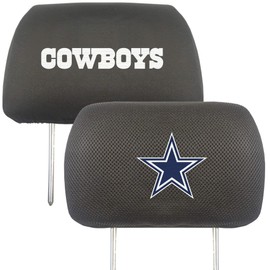 FANMATS 12496 Dallas Cowboys Embroidered Head Rest Cover Set, Black, 2 Pieces, 10" x 14"