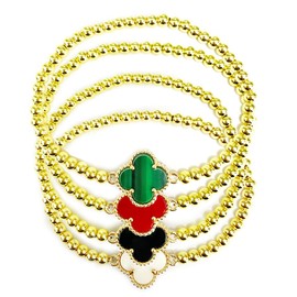 LILIPINGQI 18K Gold Plated Clover Bracelet Gold Lucky Bracelet for Women Flower Four Leaf Bracelets Jewelry Gifts for Women，The Best Choice for Valentine's Day Gifts, One Size, Gold, no gemstone