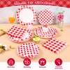 175Pcs Red Gingham Party Supplies Gingham Paper Plates and Napkins