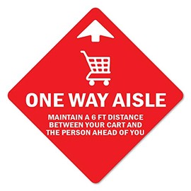 Public Safety Sign One Way Aisle Non-Slip Floor Graphic | 6 Pack of Floor Marker Vinyl Decal| Protect Your Business, Work Place & Customers | Made in The USA