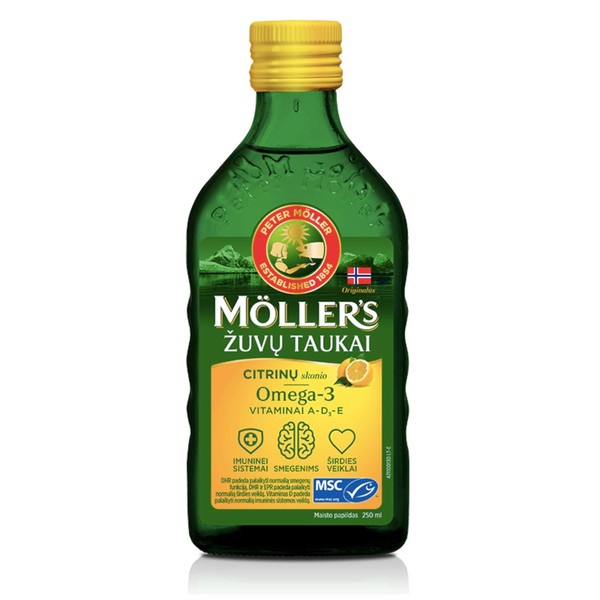 Möller's Omega-3 - Lemon Flavour - With Fish Oil - For Babies, Children, Adults
