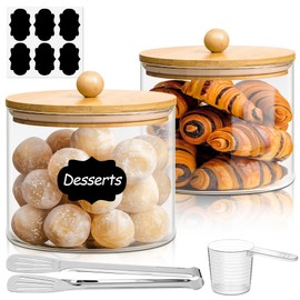 ComSaf Half Gallon Cookie Jar, Large Glass Jar with Lid Set of 2, 64 OZ Glass Food Storage Containers, Flour Sugar Storage Containers for Candy Cereal Nuts Beans, Canisters Sets for The Kitchen