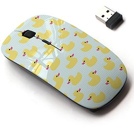 2.4G Wireless Mouse with Cute Pattern Design for All Laptops and Desktops with Nano Receiver - Cute Yellow Rubber