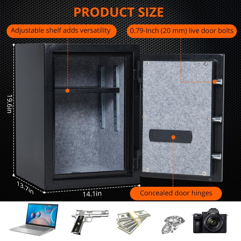 Perbyste Extra Large Fireproof & Waterproof Home Safe with Programmable