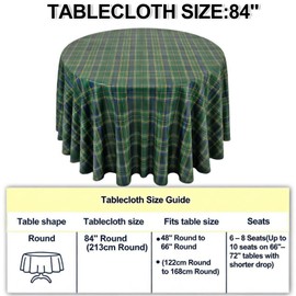 HunnmingRe 6 Pcs Green Blue Tartan Plaid Baby Shower Party Decor Tablecloth 84'' Round Tablecloth Disposable Plastic Checkered Waterproof Tablecover for Bear Baby Shower Wedding Birthday Party Decor