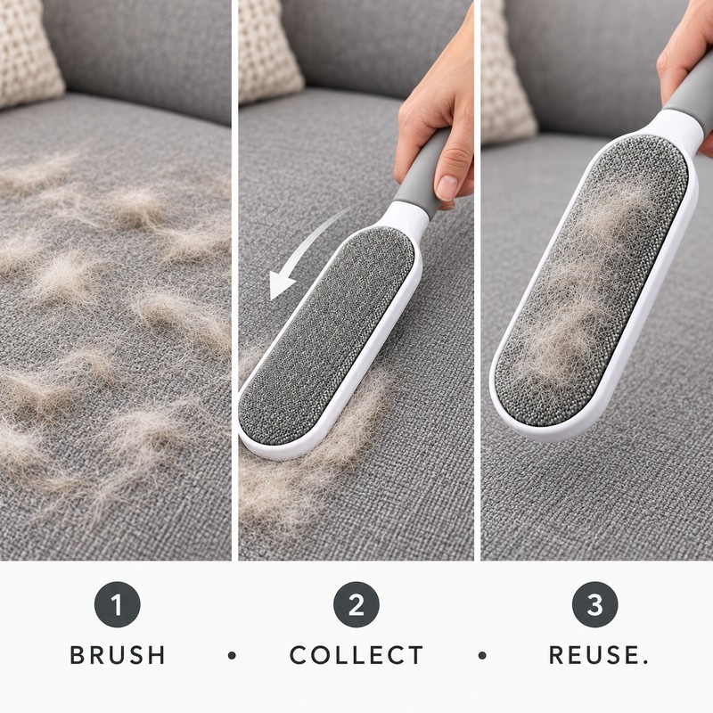 Reusable Pet Hair Remover Brush for Clothes & Furniture –
