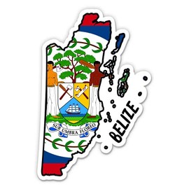 Squiddy Belize Map with Flag - Vinyl Sticker Decal for Phone, Laptop, Water Bottle - 3"