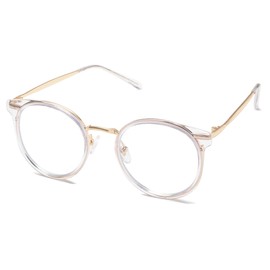 SOJOS Retro Round Blue Light Filter Glasses Women's TR90 Computer Glasses without Prescription SJ5055, C6 transparent frame/anti-blue light lens