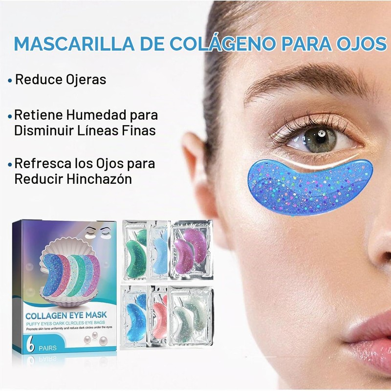Bluemega Mascarillas para Ojos, 12 Unidades, Parches de Colágeno Marino