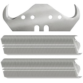 100PCS Utility Hook Blades, SK5 Carbon Steel Super Big Hook Trimming Blades, Safety Horn Knife Blade for Wallpaper, Cutting Carpets, Roofing, Industry Materials