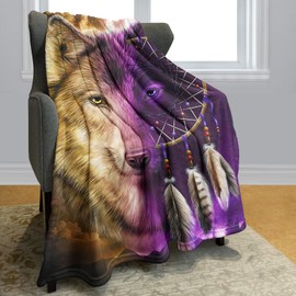 YISUMEI Wolf Dreamcatcher Fleece Throw Blanket