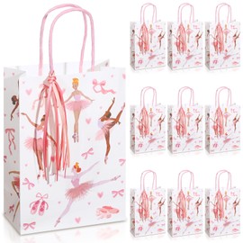 Ctosree24 Sets Ballerina Gift Bags with Ribbon Ballerina Birthday Party Decoration Ballerina Party Favor Goodie Bags Dancing Party Supplies Ballet Birthday Party Boxes for Baby Shower Party
