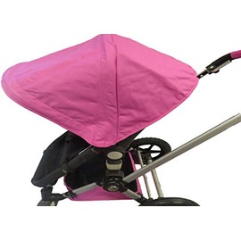 Pink Sun Shade Canopy with Wires and Under Seat Storage Basket Plus Free Handle Bar Covers for Bugaboo Cameleon 1, 2, 3, & Frog Baby Child Strollers